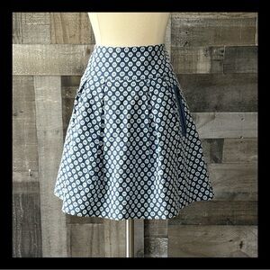 Anthropologie Maeve blue floral A-line skirt small petite boho chic academia